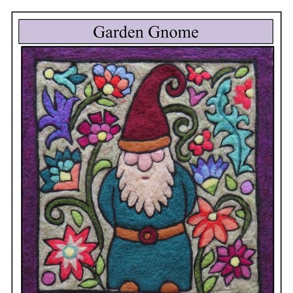 Gnome Needle Felt Kit Wool Tapestry Garden Gnome Craft Kit Painting with wool 2D Felting