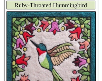 Ruby Throated Hummingbird Needle Felt Kit Painting with wool 2D Felting Beginners Welcome!