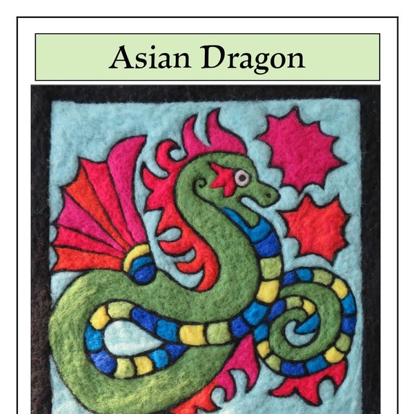 Needle Felt Kit Chinese Zodiac Year of the Dragon Asian Medieval Dragon Tapestry Needle Felting Craft Kit - VERY EASY Beginners Welcome!