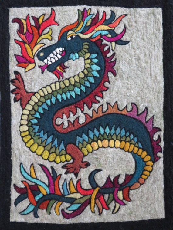Needle Felt Kit Tattoo Dragon Tapestry Diy Craft Yes You Etsy