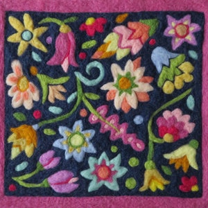 Flower Needle Felt Kit Spring Garden Wool Felt Tapestry Craft Kit Painting with Wool 2D