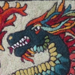 Medieval Dragon Needle Felting Kit: Tattoo Dragon Tapestry, Beginners Welcome
