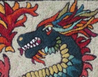 Medieval Dragon Needle Felting Kit: Tattoo Dragon Tapestry, Beginners Welcome