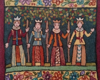 Needle Felt Kit The Wise & Foolish Virgins  Medieval Wool Tapestry Scandinavian Design