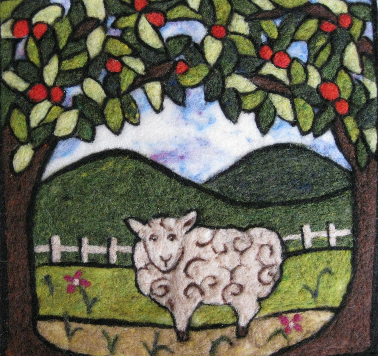 Folk Art Sheep Tapestry Needle Felt Kit Etsy