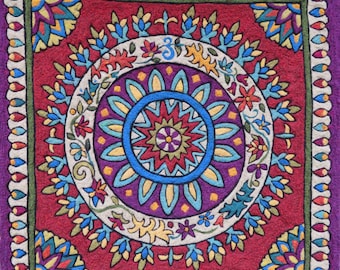 Needle Felt Kit: Mandala Tapestry Design on Merino Wool