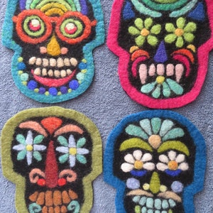 Needle Felt Sugar Skull Kit: Dia De Los Muertos Craft - Makes 4