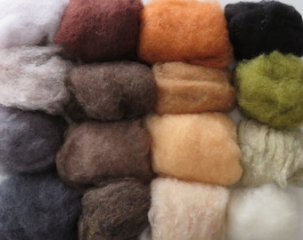 Needle Felting Wool Fiber: Colorfast Carded Wool Batt Sampler