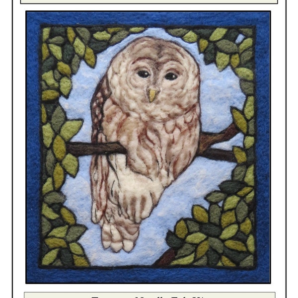 Owl Needle felt Kit Barred Owl Felting Kit Beginners Welcome! Painting with Wool 2D Tapestry Felting