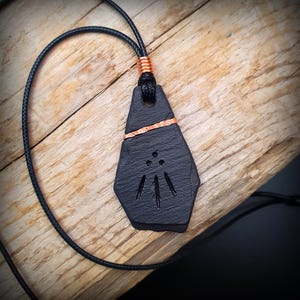 Black Awen Talisman of Divine Inspiration & Creativity – Slate and Copper Celtic Druid Necklace Amulet