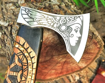 Handgefertigte Viking Streitaxt Custom Geschenk Handgeschmiedeter Stahl VIKING AX mit graviertem Holzgriff Beste Jahrestag Freund Ehemann Geschenk