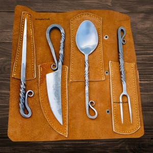 Custom Handmade Medieval Cutlery Set, Kitchen use set, Best Birthday And Anniversary Gift, 4 Pieces Chef Set, Gift For Everyone, BBQ set
