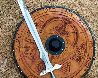Handmade Angel Sword | Fantasy Sword | Viking Shield | 5160 High Carbon Steel Sword with brass guard and Pommel | Valentines Day gifts