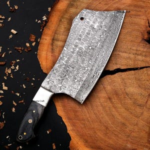 Handmade Damascus Steel Chef Cleaver Chopper Full Tang Kitchen Butcher Knife, Culinary knife, Anniversary gift ,Gift for men, Gift for Chef