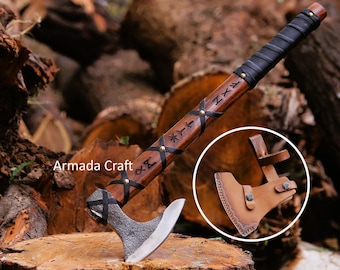 Viking King Ragnar AXE Forged Camping Axe, Personalised gifts, Viking Axe, gift for him, handmade gift, Gift for Dad, Independence Day Gift