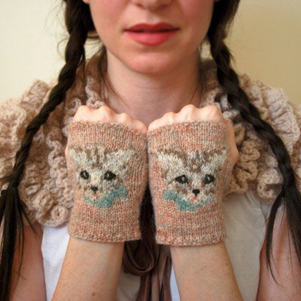 MODÈLE DE TRICOT mitaines miaou