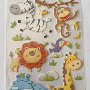 Recollections Safari Animal Stickers | 19 Pc Jungle Zoo Scrapbook Stickers | Kids Craft Supplies