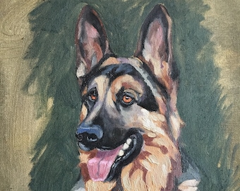 German Shepard Oil Painting