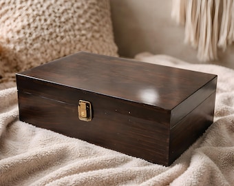 Discreet Nightstand Organizer - Lockable Charging Box - Unique Gift for Her - XLrg Wood Valet with USB-C & AC Outlets - Bedside Privacy Box