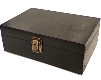 Black Pine Wood Keepsake Box – Rustic Wedding Memory Box