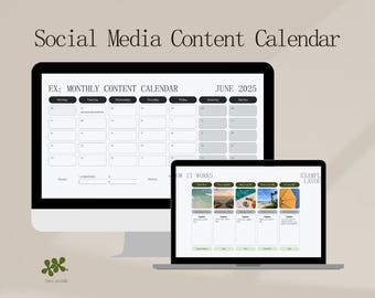 Editable Social Media Content Calendar, Weekly & Monthly Planner (Canva Template)