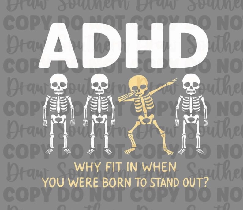 Adhd Skeleton SVG | Born to Stand Out | Funny Halloween ADHD Digital ...