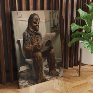 Chewbacca, Star Wars Bathroom Art Prints,Funny Vintage Oil Painting Art Print for Bathroom Decor, Aesthetic Wall Art, Dorm decor