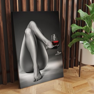 Woman with wine glass Poster, Black and White, Fashion Photography, Bar Cart Print, Alcohol Wall Art, Feminist Poster