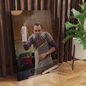 Midcentury Badezimmer Dekor, Sheldon Porträt Geschenk für Freund, Midcentury Poster, Toilette Humor Amüsantes Geschenk für einen Freund