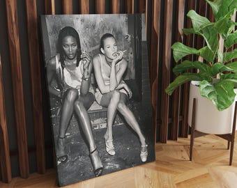 Naomi Campbell & Kate Moss Print: Black and White Fashion Photography