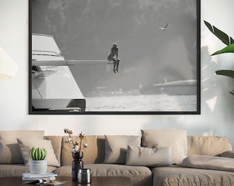 Princess Diana Yacht Print: Portofino Italy, Black and White Photography