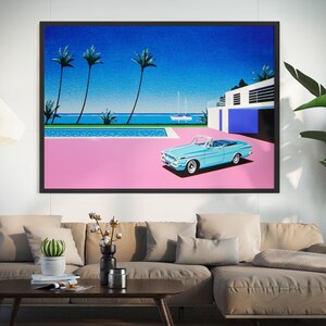 Hiroshi Nagai Art Print Poster, Retro Wall Art, Retro Wall Art, Retro Poster, Vintage Wall Art, Wall Decor,Pink Driveway