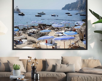 Canvastavla La Fontelina Beach Club Capri: Italiensk kustväggkonst