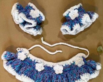 Crochet multi color Clown Collar and Cuffs