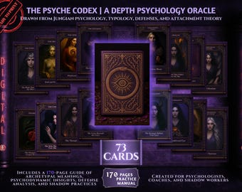 Shadow Work Oracle Deck | Jungian Archetypes & Dark Psychology | 73 Cards + 170pg Guide | Therapist and Coach Tool | Digital Download PDF