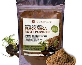 Schwarzes Maca Wurzel Pulver | Rohes reines natürliches Lepidium Meyenii Kraut