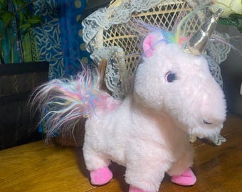 Interactive Pink Unicorn Plush–Walks & Neighs–Rainbow Mane–Silver Horn–Magical Stuffed Animal