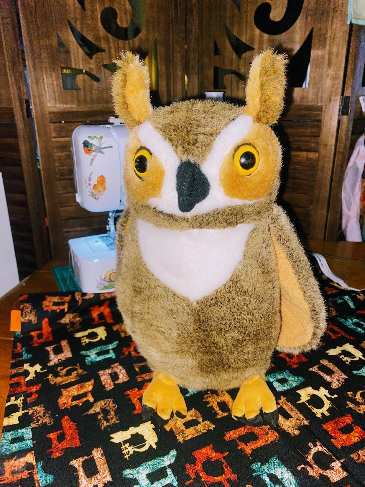 Ozzie Plum- 2000's Silly eyed Lifesize Owl Plush &ndash; 16" Retro Stuffed Owl for Oddity &