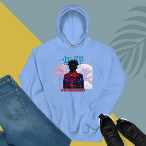 Gojo Hoodie – Anime Hoodie Jujutsu Kaisen Streetwear with Cherry Blossoms & Japanese Text – Limitless Pullover