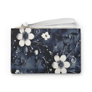Weiße geblümte Clutch Bag