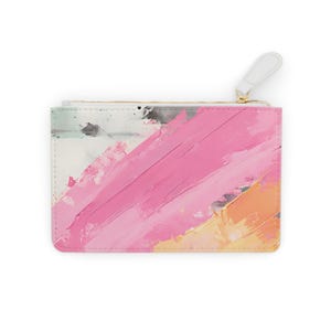Colorful Faux Leather Mini Clutch Bag: Art-Inspired Cosmetic Pouch