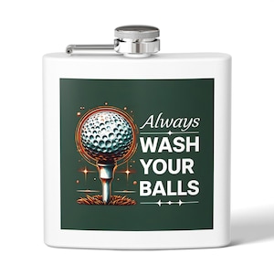 Golf-Inspired Stainless Steel Flask - Always Wash Your Balls