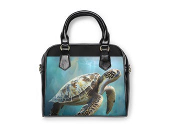 Blue Turtle Shoulder Handbag