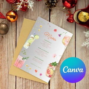 Wedding Menu bar Template Bar Menu Wedding Sign Editable Signature Cocktail Sign Signature Drink Sign Wedding Drink Sign Bride Groom Drink