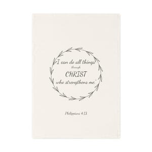Inspirierendes Baumwoll-Geschirrtuch mit Bibel-Vers, motivierende Küchendekoration, Geschenk für Freunde, Housewarming, religiös, christliches Zuhause.