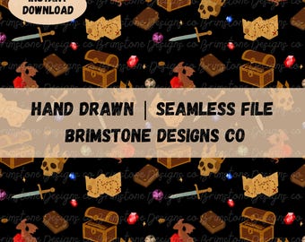 Schatzhöhle nahtlose Muster: DnD Fantasy Kunst (PNG Digital Download)