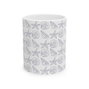 Seaside Serenity Ceramic Mug, Ocean-Themed Drinkware, Sea Shells Coffee Cup, Nautical Gift for Beach Lovers, Home Decor