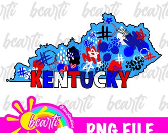 Kentucky State PNG, Preppy State Design, Patriotic State PNG, Kentucky College Väggkonst, Kentucky PNG, Doodle Design, College State PNG