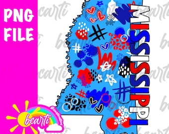 Mississippi State PNG, Preppy Mississippi Png, Patriotic State Sublimation Design, MS State Clip Art, State of Mississippi Digital Download
