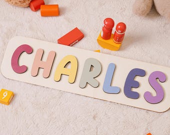 Personalized Handmade Name Puzzle with Animals, Custom New Baby Gift Wood Name Puzzle, Birthday Gift for Kids, Christmas Gifts for Toddlers